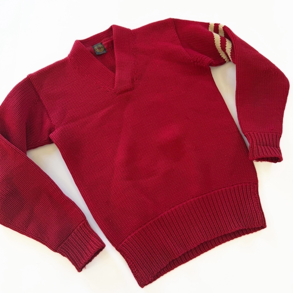 1940s Antique Vintage Lowe & Campbell Athletic Varsity Two Stripe Sweater Sz 40
